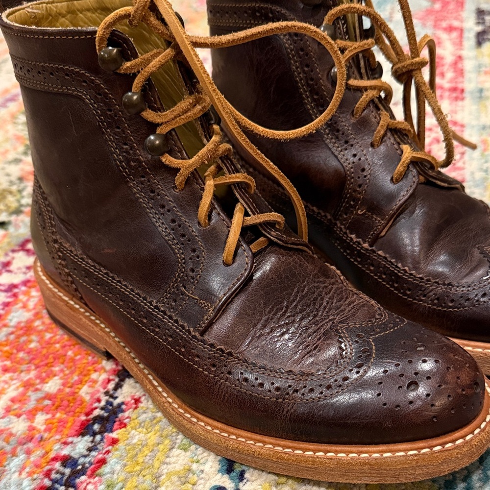 Will Leather Goods Brogue Wingtip Oxford Boots - Picture 3 of 9